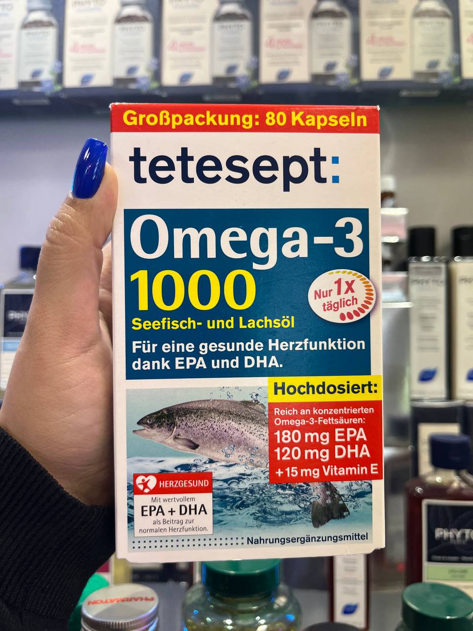 امگا۳ با دوز ۱۰۰۰ میلی گرم + ویتامین ای بسته ۸۰ عددی